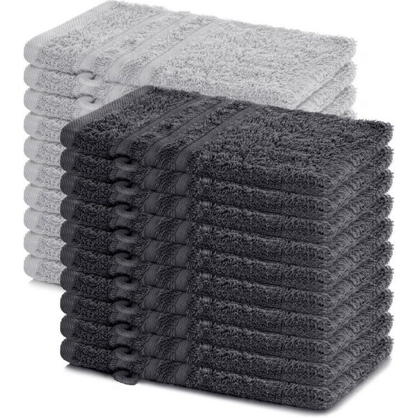Lavea Waschhandschuh 20er Set Waschhandschuhe, 15 x 21 cm, Elena-Frottierserie, Waschlappen, (20-St), 500 g/m² Frottier, weich & saugstark, pflegeleicht