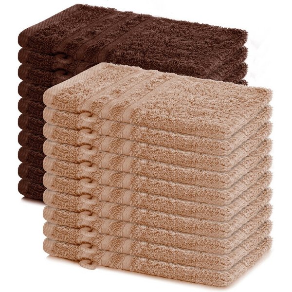 Lavea Waschhandschuh 20er Set Waschhandschuhe, 15 x 21 cm, Elena-Frottierserie, Waschlappen, (20-St), 500 g/m² Frottier, weich & saugstark, pflegeleicht