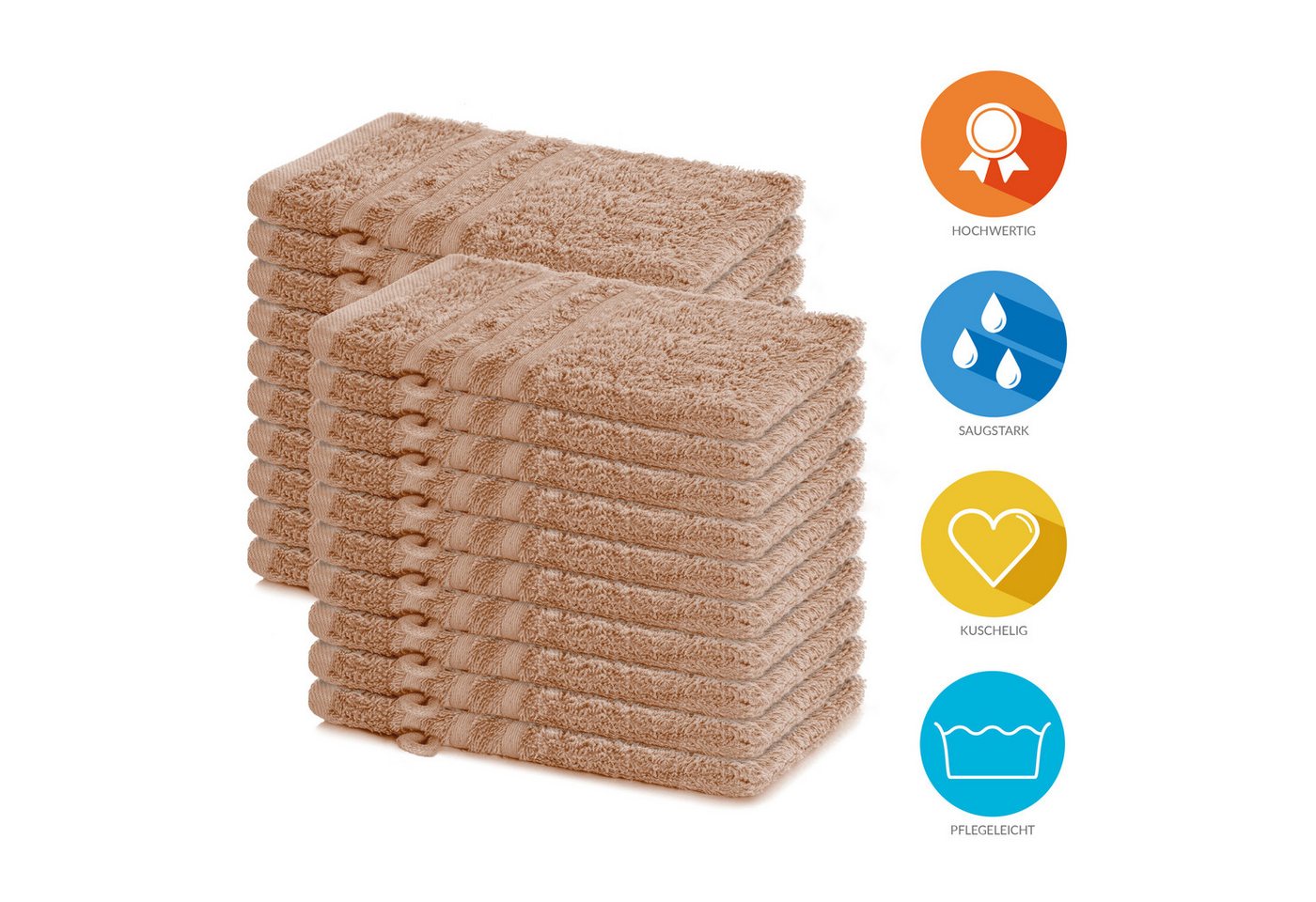 Lavea Waschhandschuh 20er Set Waschhandschuhe, 15 x 21 cm, Elena-Frottierserie, Waschlappen, (20-St), 500 g/m² Frottier, weich & saugstark, pflegeleicht – Bild 2 von 5