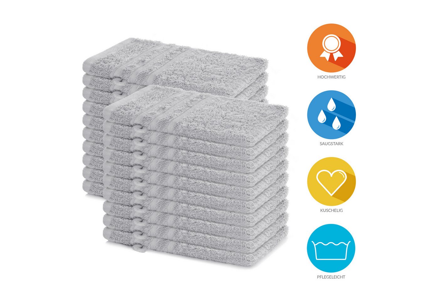 Lavea Waschhandschuh 20er Set Waschhandschuhe, 15 x 21 cm, Elena-Frottierserie, Waschlappen, (20-St), 500 g/m² Frottier, weich & saugstark, pflegeleicht – Bild 2 von 5