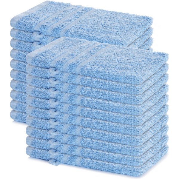 Lavea Waschhandschuh 20er Set Waschhandschuhe, 15 x 21 cm, Elena-Frottierserie, Waschlappen, (20-St), 500 g/m² Frottier, weich & saugstark, pflegeleicht