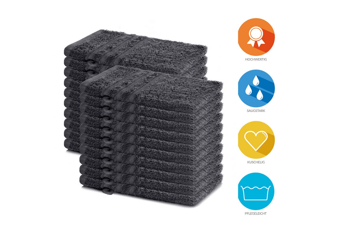 Lavea Waschhandschuh 20er Set Waschhandschuhe, 15 x 21 cm, Elena-Frottierserie, Waschlappen, (20-St), 500 g/m² Frottier, weich & saugstark, pflegeleicht – Bild 2 von 5