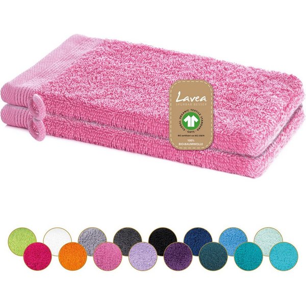 Lavea Waschhandschuh Bali Waschlappen 16x22 cm, Waschhandschuhe, kleine Handtücher, Weiches Bio-Baumwollfrottee (Set, 2-St), Gesichtshandtücher, GOTS-zertifizie