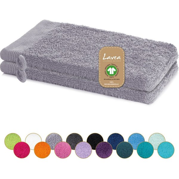 Lavea Waschhandschuh Bali Waschlappen 16x22 cm, Waschhandschuhe, kleine Handtücher, Weiches Bio-Baumwollfrottee (Set, 2-St), Gesichtshandtücher, GOTS-zertifizie