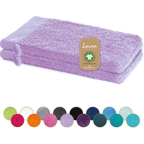 Lavea Waschhandschuh Bali Waschlappen 16x22 cm, Waschhandschuhe, kleine Handtücher, Weiches Bio-Baumwollfrottee (Set, 2-St), Gesichtshandtücher, GOTS-zertifizie