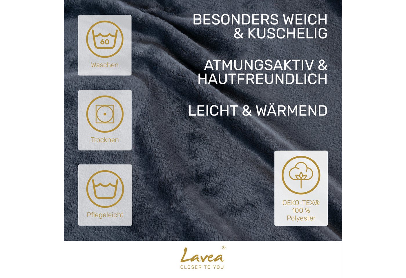 Wohndecke Kuscheldecke, Fleecedecke, Wolldecke flauschig und weich, Lavea, Sofadecke, Atmungsaktiv & Hautfreundlich, Decke – Bild 3 von 5