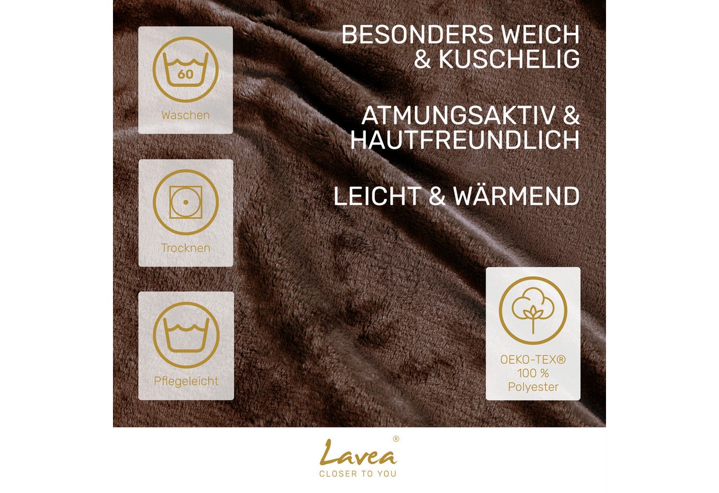 Wohndecke Kuscheldecke, Fleecedecke, Wolldecke flauschig und weich, Lavea, Sofadecke, Atmungsaktiv & Hautfreundlich, Decke – Bild 3 von 5
