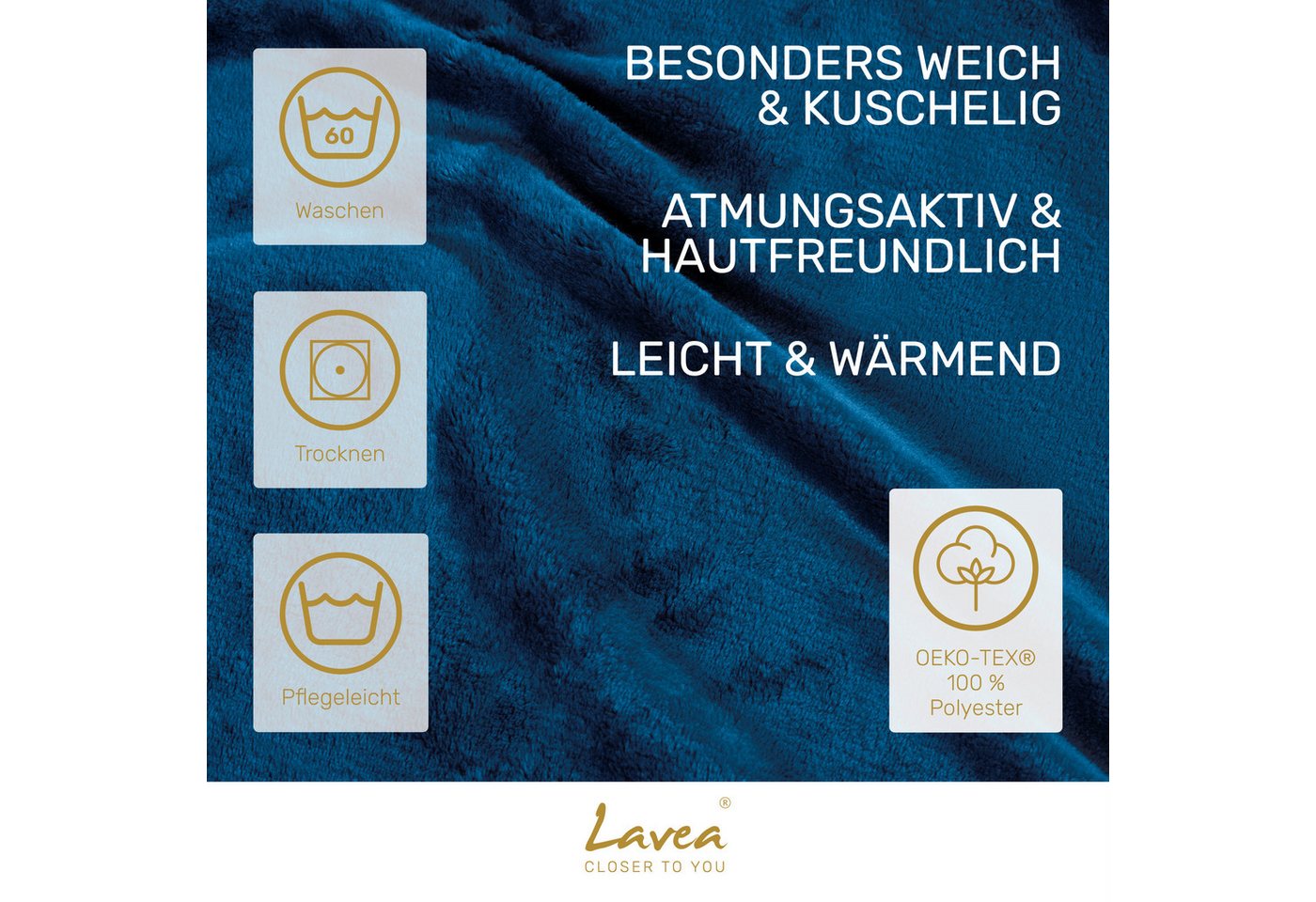 Wohndecke Kuscheldecke, Fleecedecke, Wolldecke flauschig und weich, Lavea, Sofadecke, Atmungsaktiv & Hautfreundlich, Decke – Bild 3 von 5