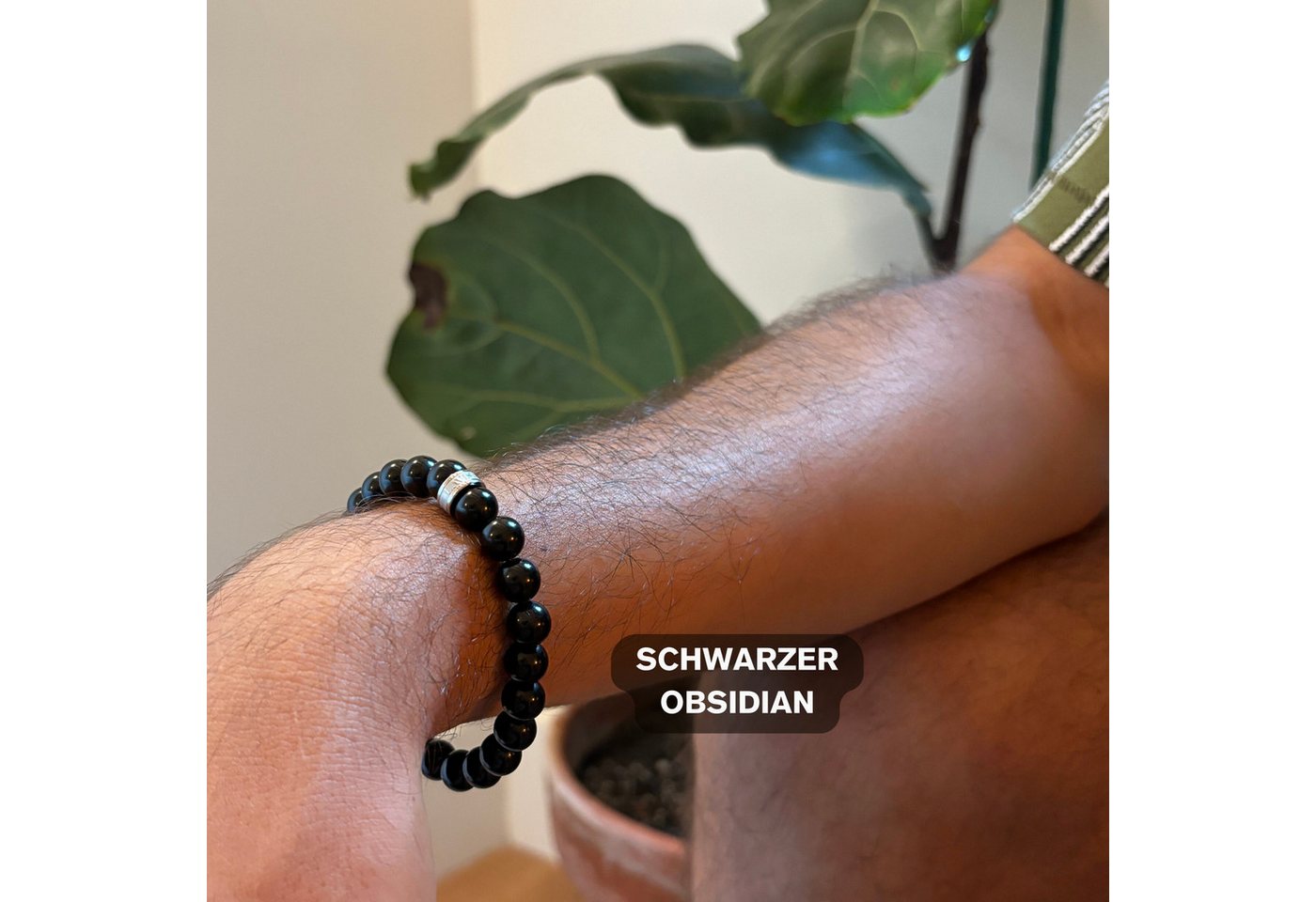 LAVISA Armband Armband Echte 8mm Edelstein Perlen, Kristalle, Onesize, Echte Edelsteine, Rostfreies Edelstahl, Wasserfest – Bild 2 von 5