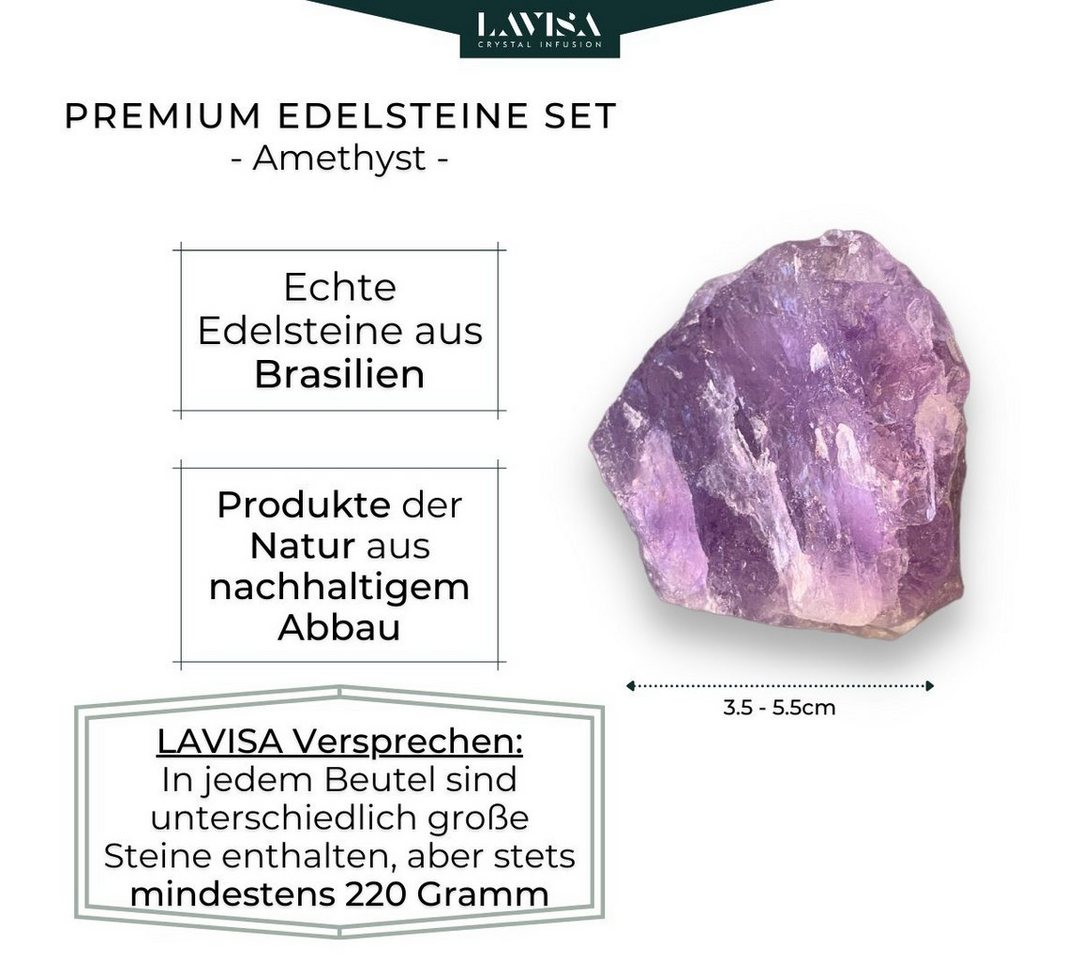 LAVISA Edelstein echte Edelsteine, Kristalle, Wassersteine, Mineralien Natursteine, Edelstein Wasserstein Kristall Naturstein – Bild 3 von 5