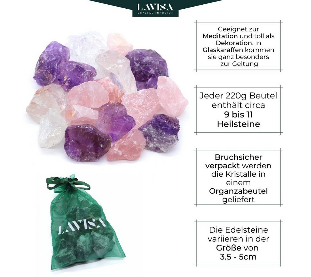 LAVISA Edelstein echte Edelsteine, Kristalle, Wassersteine, Mineralien Natursteine, Edelstein Wasserstein Kristall Naturstein – Bild 2 von 5