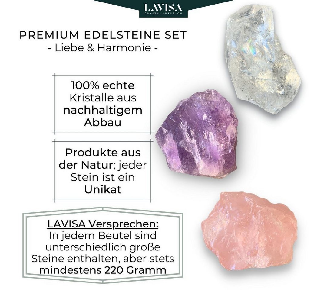 LAVISA Edelstein echte Edelsteine, Kristalle, Wassersteine, Mineralien Natursteine, Edelstein Wasserstein Kristall Naturstein – Bild 3 von 5