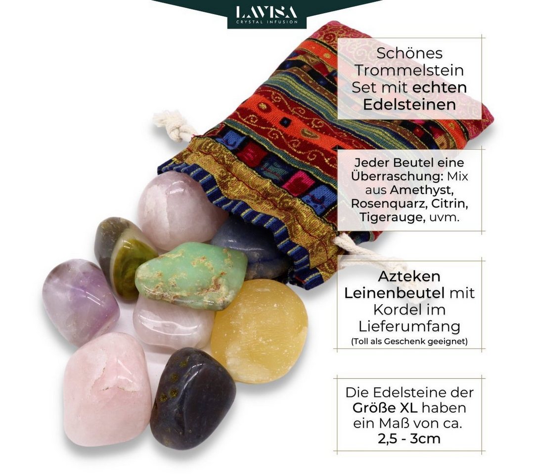 LAVISA Mineralstein Trommelsteine Mischung, Edelsteine Kristalle, 100% Mineralsteine, Edelstein Trommelstein sammelstein Kinder – Bild 2 von 5