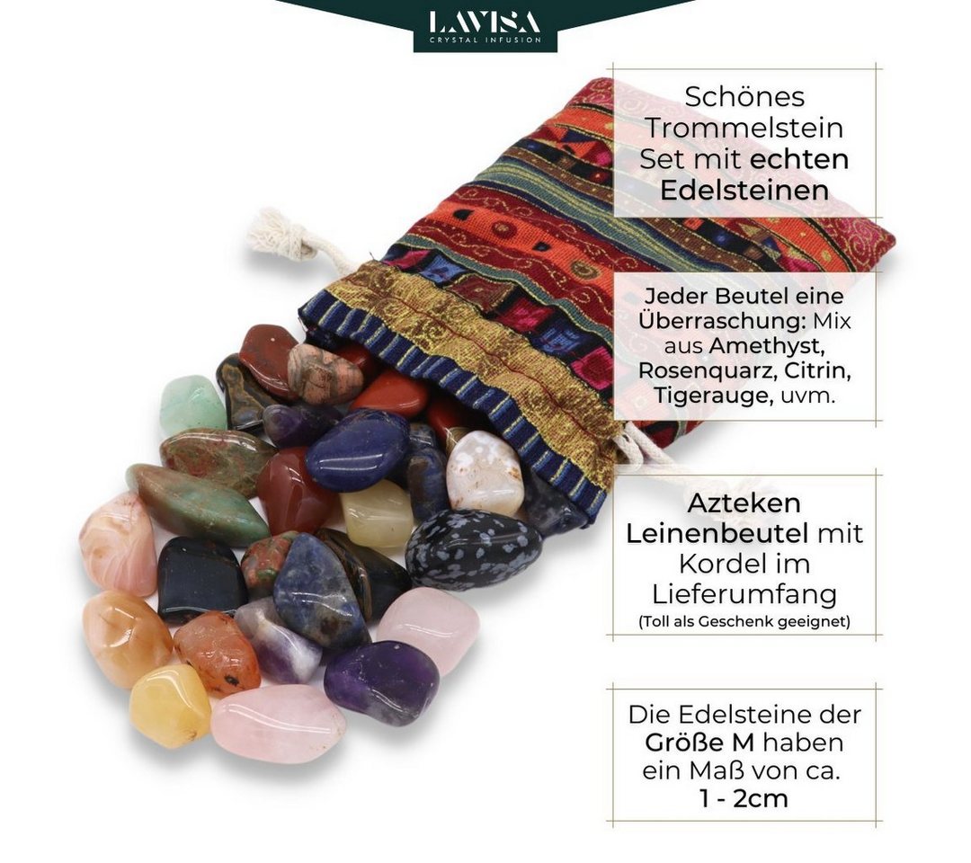 LAVISA Mineralstein Trommelsteine Mischung, Edelsteine Kristalle, 100% Mineralsteine, Edelstein Trommelstein sammelstein Kinder – Bild 2 von 5
