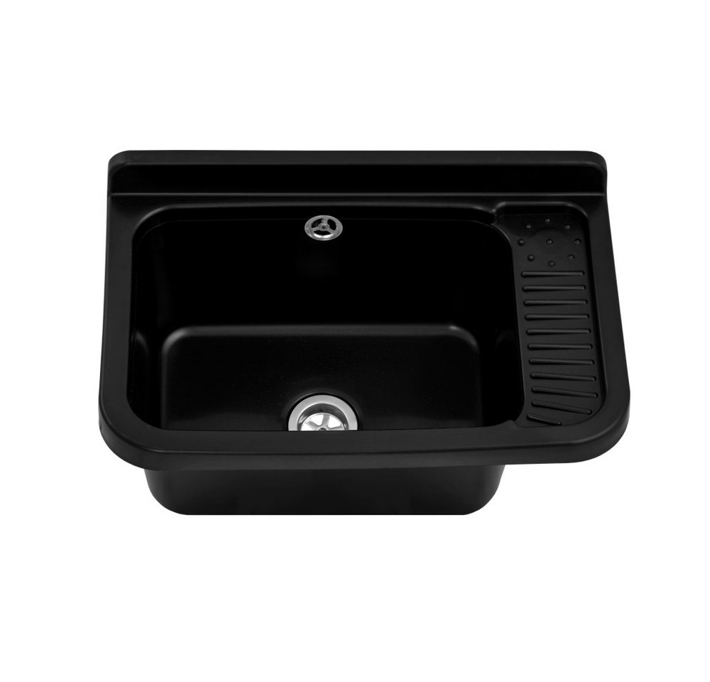 Lavre Waschbecken Gradia, Kunststoff Spülbecken schwarz, Waschtrog Ausgussbecken, 50x33x24 cm – Bild 2 von 5