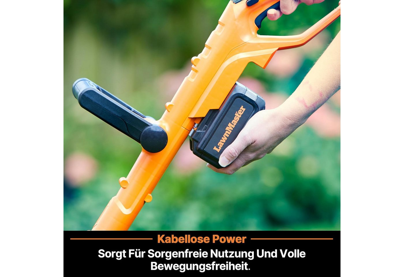 Lawnmaster Akku-Rasentrimmer 24V 2,0Ah, inkl. Akku und Ladegerät, 25 cm Arbeitsbreite Messer, (1 St), für größere Flächen, 2-in-1 Rasentrimmer & Kantenschneider – Bild 3 von 5