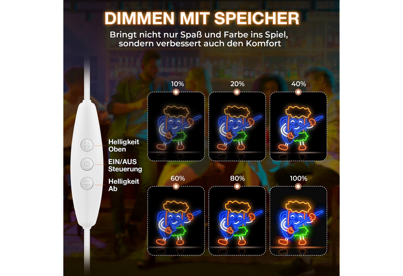 Laybasic Nachtlicht Beer Neon Schilder, 6 Helligkeit Einstellen, USB Batterie Gepierct, 35.5×36cm,für Club Party Spielzimmer – Bild 2 von 5