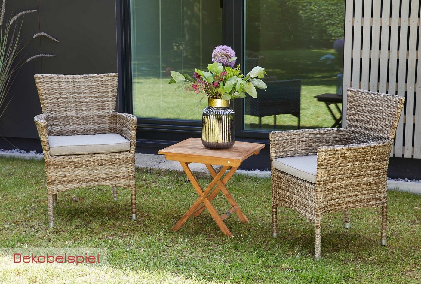 LC Garden Gartentisch Riva Teak Klapptisch quadratisch 50x50x50cm – Bild 2 von 5