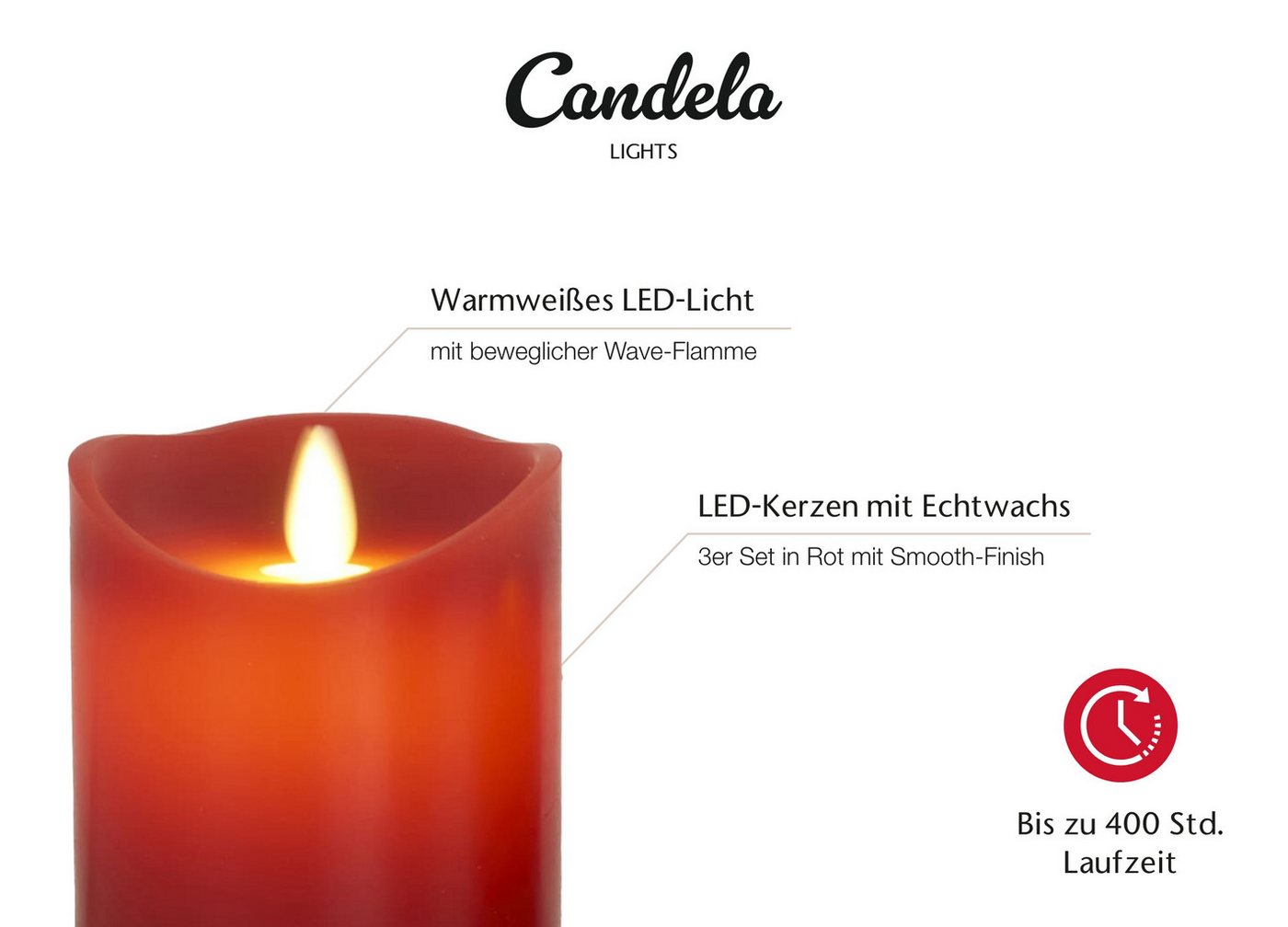 LC Home LED-Kerze Set Echtwachskerze Timerfunktion Fernbedienung LED Kerzen Dimmbar (Set, 3-tlg., LED Kerzen Set Stumpenkerzen mit Fernbedienung Timerfunktion d – Bild 5 von 5