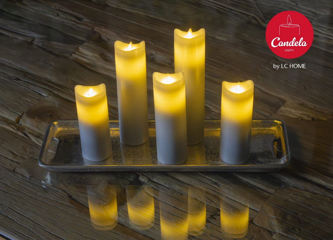 LC Home LED-Kerze Set Echtwachskerze Timerfunktion Fernbedienung LED Kerzen Dimmbar (Set, 5-tlg., LED Kerzen Set Stumpenkerzen mit Fernbedienung Timerfunktion d – Bild 2 von 5