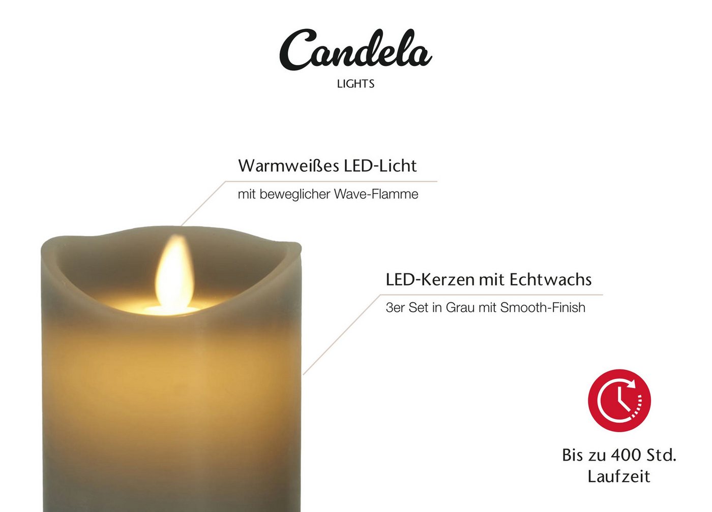 LC Home LED-Kerze Set Echtwachskerze Timerfunktion Fernbedienung LED Kerzen Dimmbar (Set, 3-tlg., LED Kerzen Set Stumpenkerzen mit Fernbedienung Timerfunktion d – Bild 5 von 5