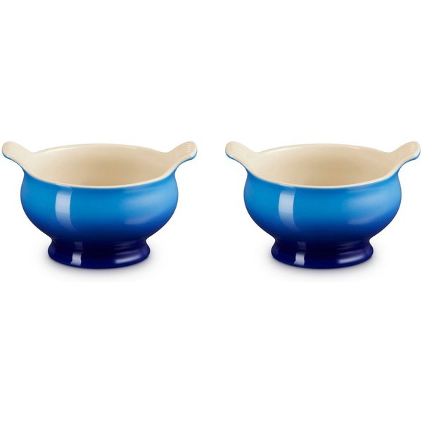 LE CREUSET Schüssel Suppenterrine Tradition azure 0,6l 2er Set, Steinzeug, (Terrinen)