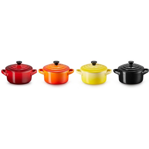 LE CREUSET Snackschale Mini Cocottes, je 200 ml, 10 x 5 cm, Steinzeug, (Set, 4-tlg), 79212105129100