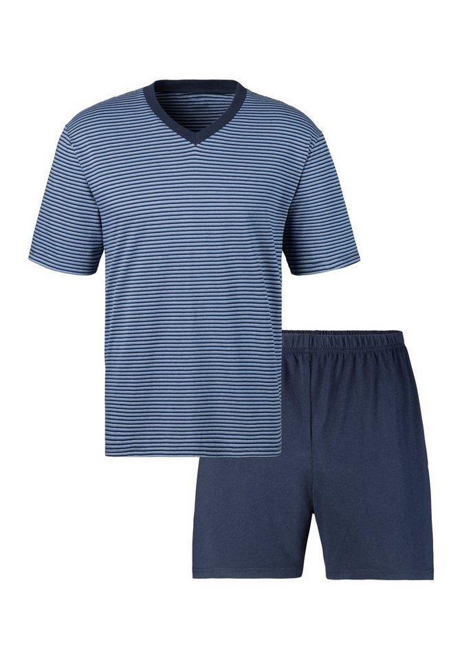 le jogger® Pyjama (Packung, 4 tlg., 2 Stück) Schlafanzug mit garngefärbtem Streifen – Bild 5 von 5