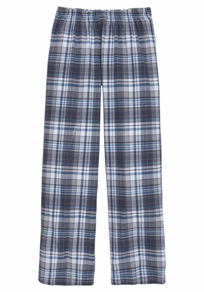le jogger® Pyjama (Packung, 4 tlg., 2 Sets) langer Schlafanzug, kariert und unifarben, aus Baumwolle – Bild 4 von 5