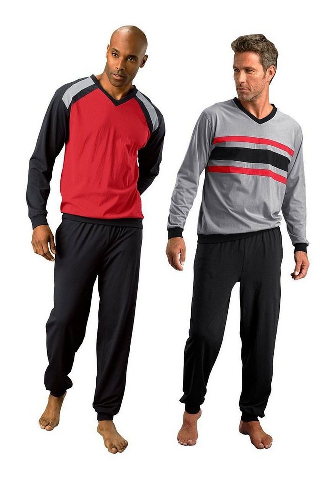 le jogger® Pyjama (Packung, 4 tlg., 2 Stück) Schlafanzug in langer Form – Bild 2 von 3