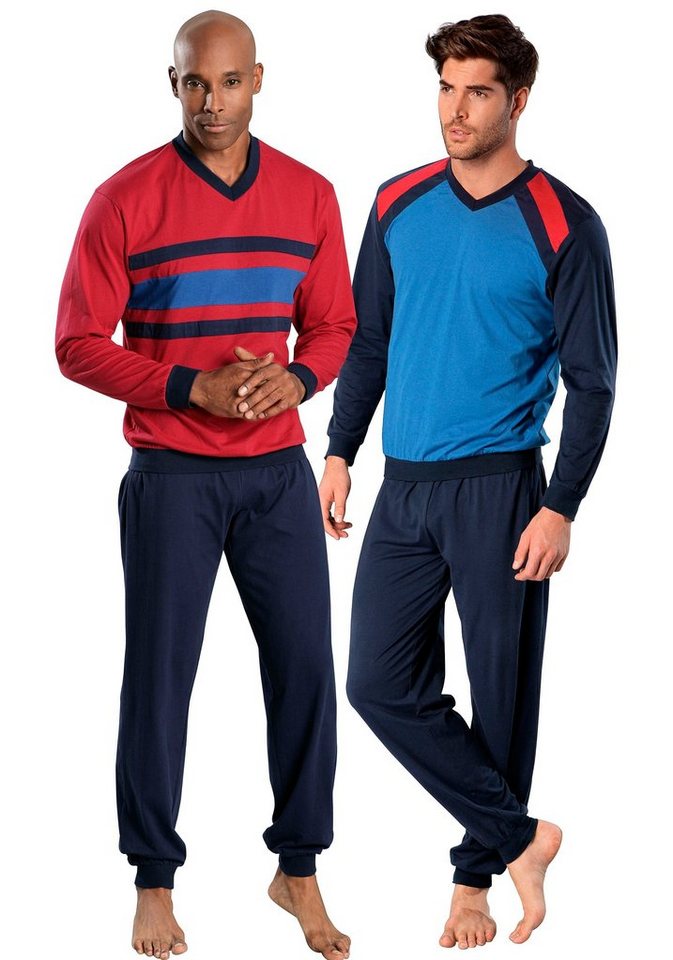 le jogger® Pyjama (Packung, 4 tlg., 2 Stück) in langer Form, Shirt mit unterschiedlichen Designs – Bild 2 von 3