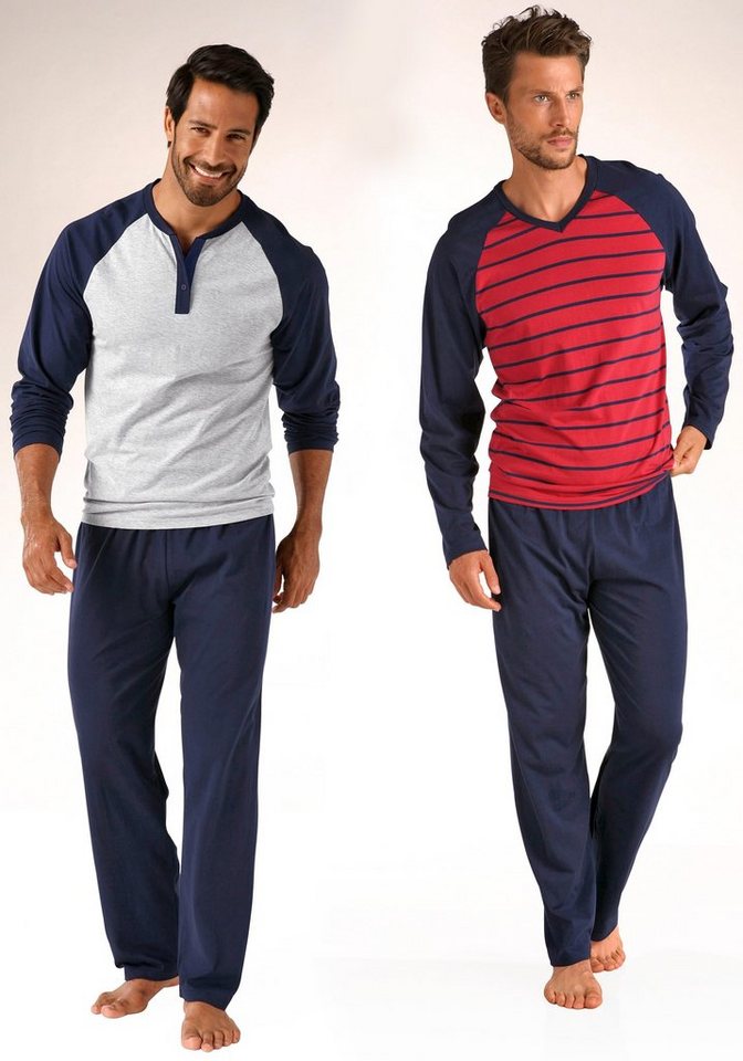 le jogger® Pyjama (Packung, 4 tlg., 2 Stück) in langer Form, mit Raglanärmeln – Bild 4 von 5