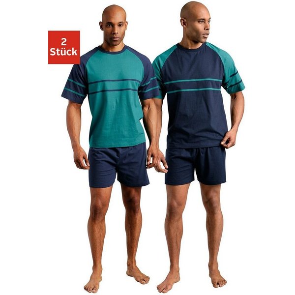 le jogger® Pyjama (Packung, 4 tlg., 2 Stück) mit aufgesetzten Streifen