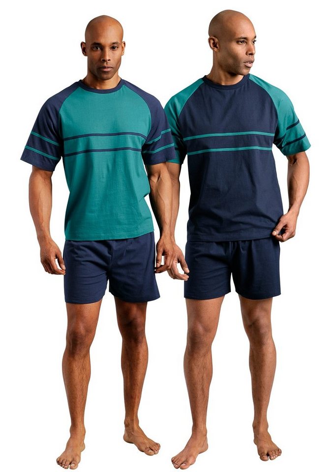 le jogger® Pyjama (Packung, 4 tlg., 2 Stück) mit aufgesetzten Streifen – Bild 4 von 5