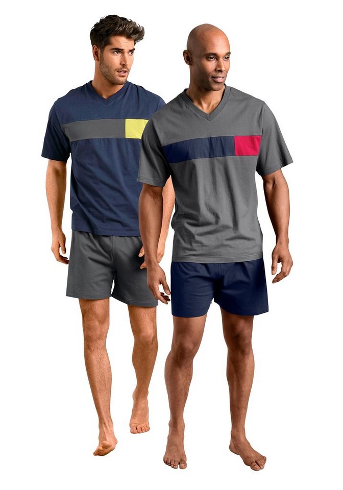 le jogger® Pyjama (Packung, 4 tlg., 2 Stück) mit Colourblock-Einsätzen – Bild 2 von 3