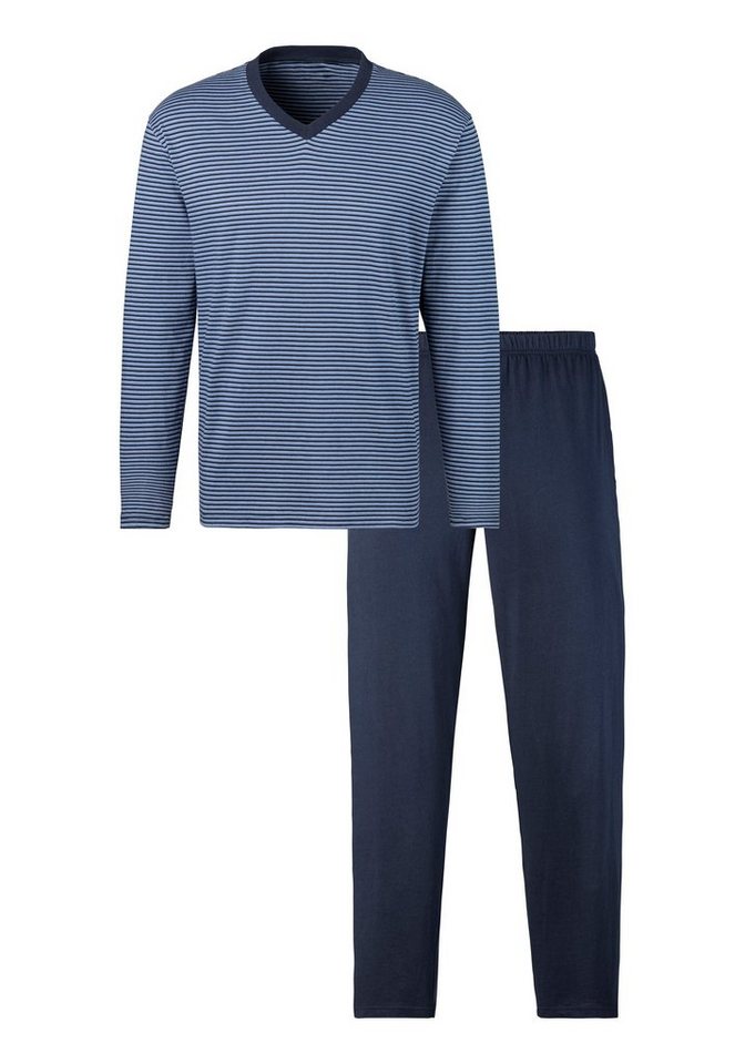 le jogger® Pyjama (Packung, 4 tlg., 2 Stück) Schlafanzug mit garngefärbten Streifen – Bild 4 von 5