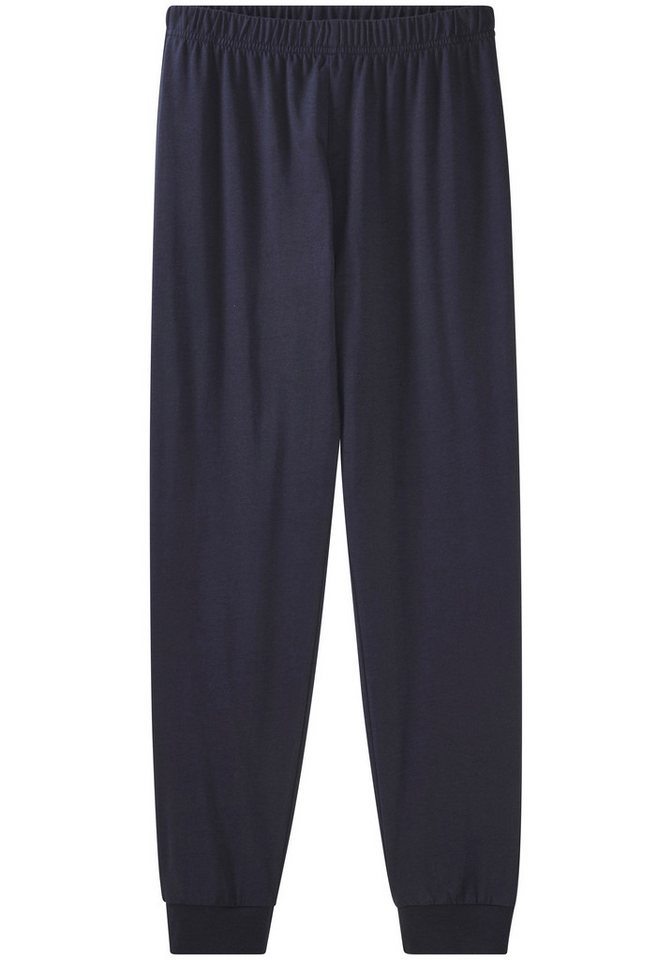 le jogger® Pyjama Schlafanzug (2 tlg., 1 Set) aus Baumwolle, meliertes Design, mit Bündchen – Bild 3 von 5