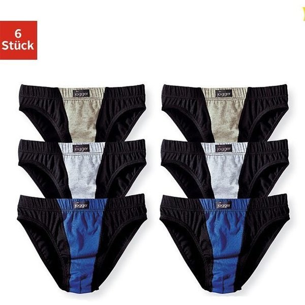 le jogger® Slip (6er pack) unifarben, mit Markenlabel und Kontrastbesatz, Baumwollmischung