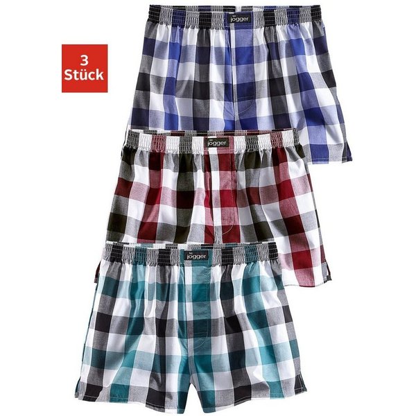 le jogger® Webboxer (Packung, 3-St) farbig kariert