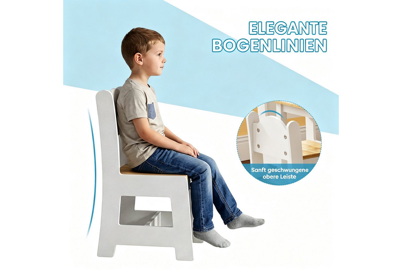 LEADZM Kindertisch Kindertisch mit 4 Stühlen, Kindersitzgruppe, Kinder Tisch Stuhl Set – Bild 5 von 5