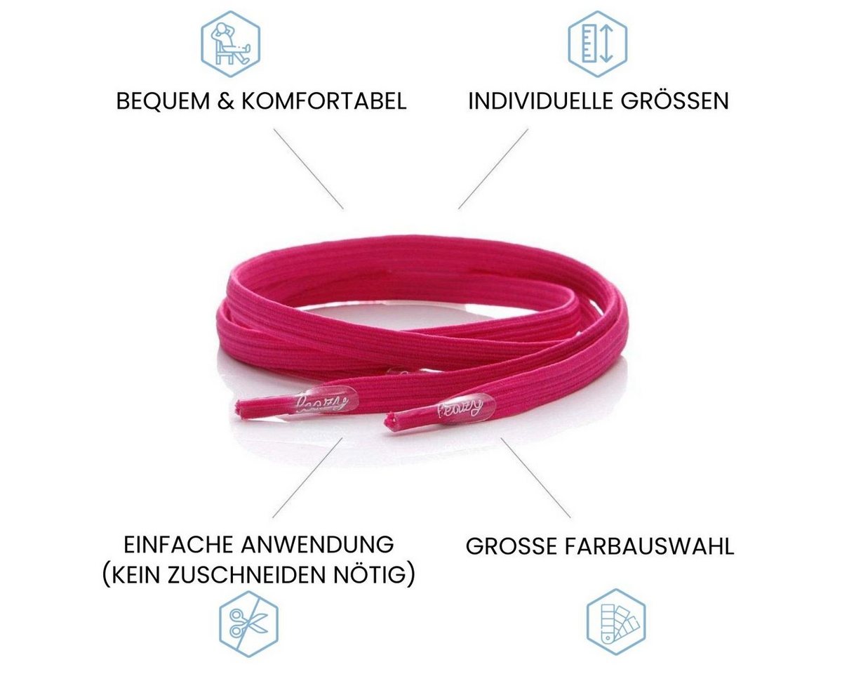 leazy Schnürsenkel ohne Binden Flache Elastische Schuhbänder zum Einhaken, Pinke Gummischnürsenkel für Kinder und Erwachsene – Bild 2 von 5