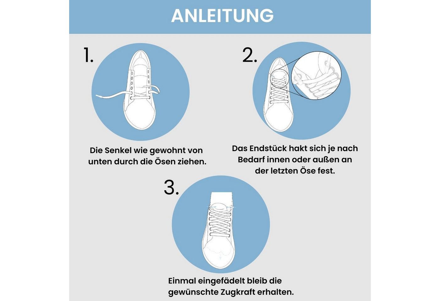 leazy Schnürsenkel ohne Binden Runde Elastische Schuhbänder zum Einhaken ON Cloud Ersatz, Weiße Gummischnürsenkel für Kinder und Erwachsene – Bild 5 von 5