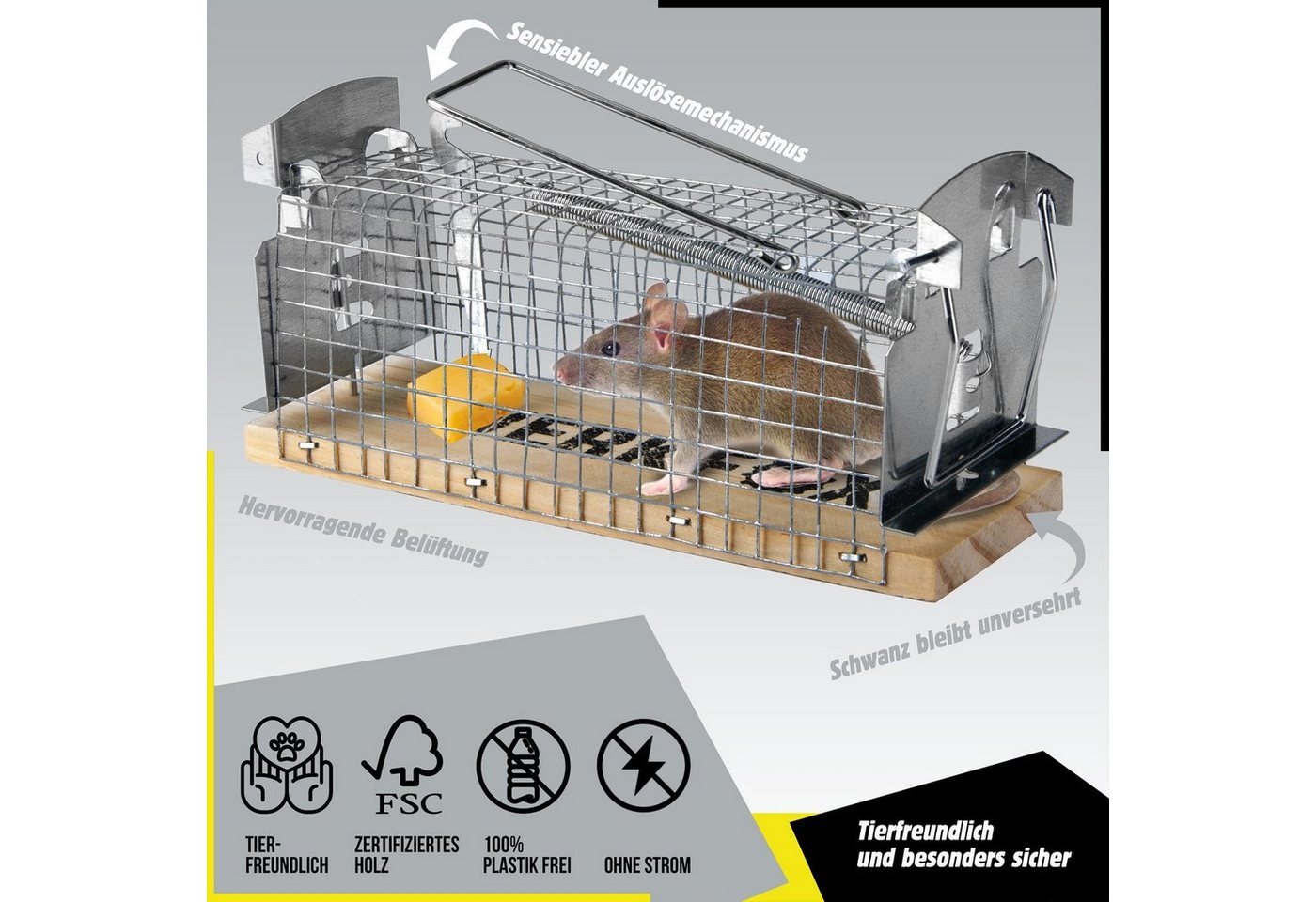 Goods+Gadgets Lebendfalle GOODS+GADGETS Wiederverwendbar Lebendfalle Mäusefalle–Tierfreundlich, Tiefreundliche Falle wiederverwendbar – Bild 4 von 5