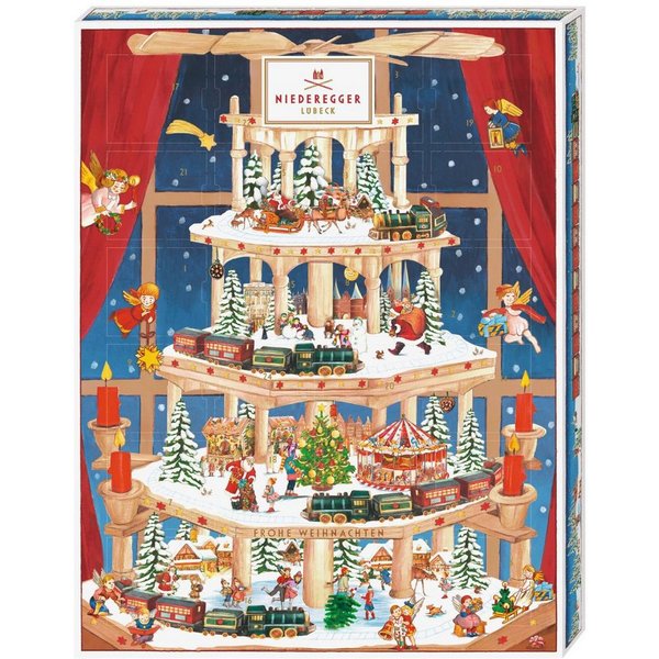 Niederegger Lebensmittel-Adventskalender Niederegger Adventskalender Pyramide 300 g – 24 Türchen (1-tlg), 24 Pralinen
