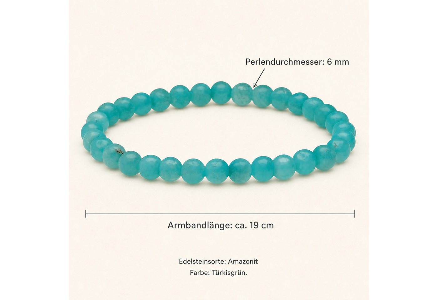 Lebensquelle Plus Armband Amazonit Kugelarmband, 6 mm – Bild 3 von 5