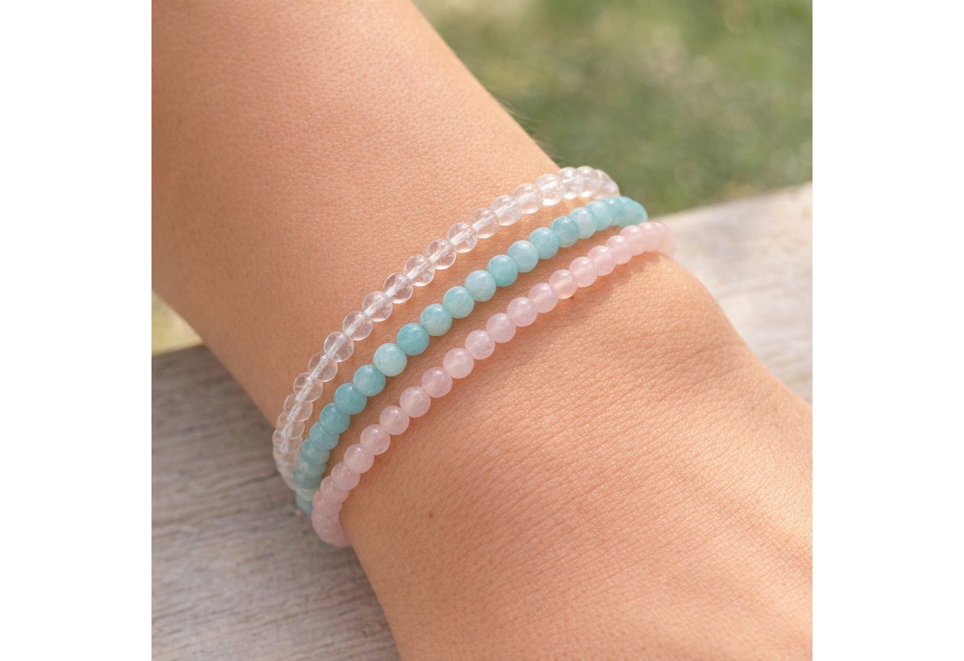 Lebensquelle Plus Armband Amazonit Mini-Kugelarmband, 4 mm – Bild 3 von 5