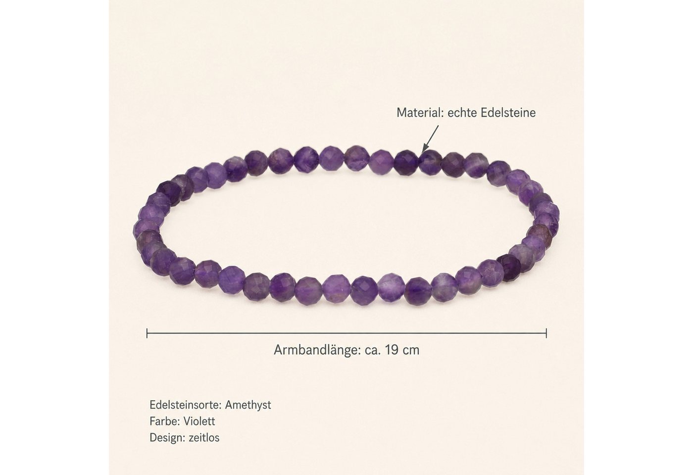 Lebensquelle Plus Armband Amethyst, facettiertes Armband, 4 mm – Bild 3 von 5
