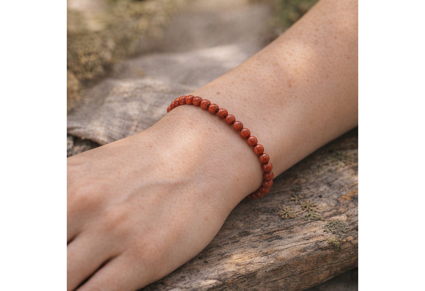 Lebensquelle Plus Armband Jaspis, rot Mini-Kugelarmband, 4 mm – Bild 2 von 5
