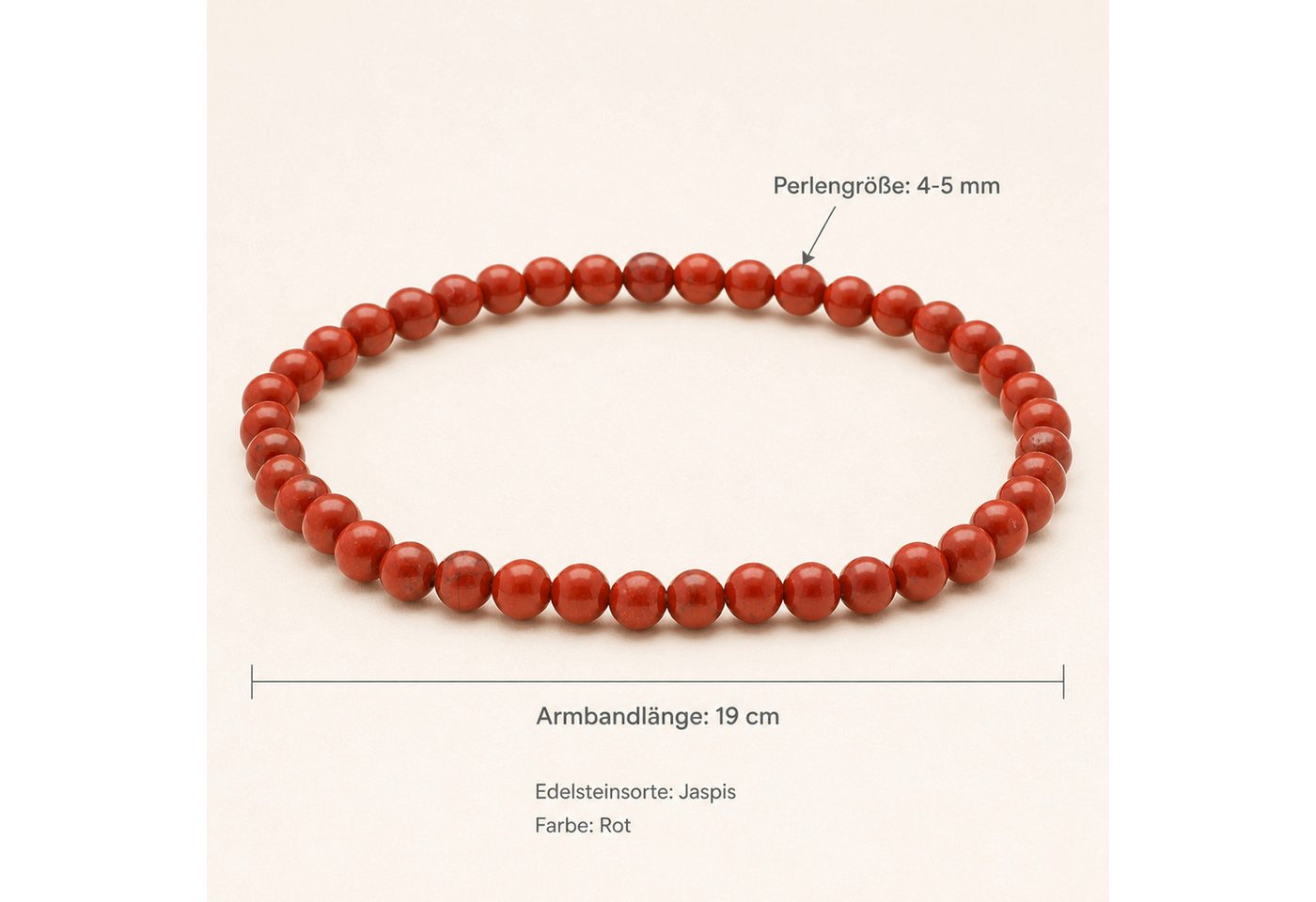 Lebensquelle Plus Armband Jaspis, rot Mini-Kugelarmband, 4 mm – Bild 3 von 5