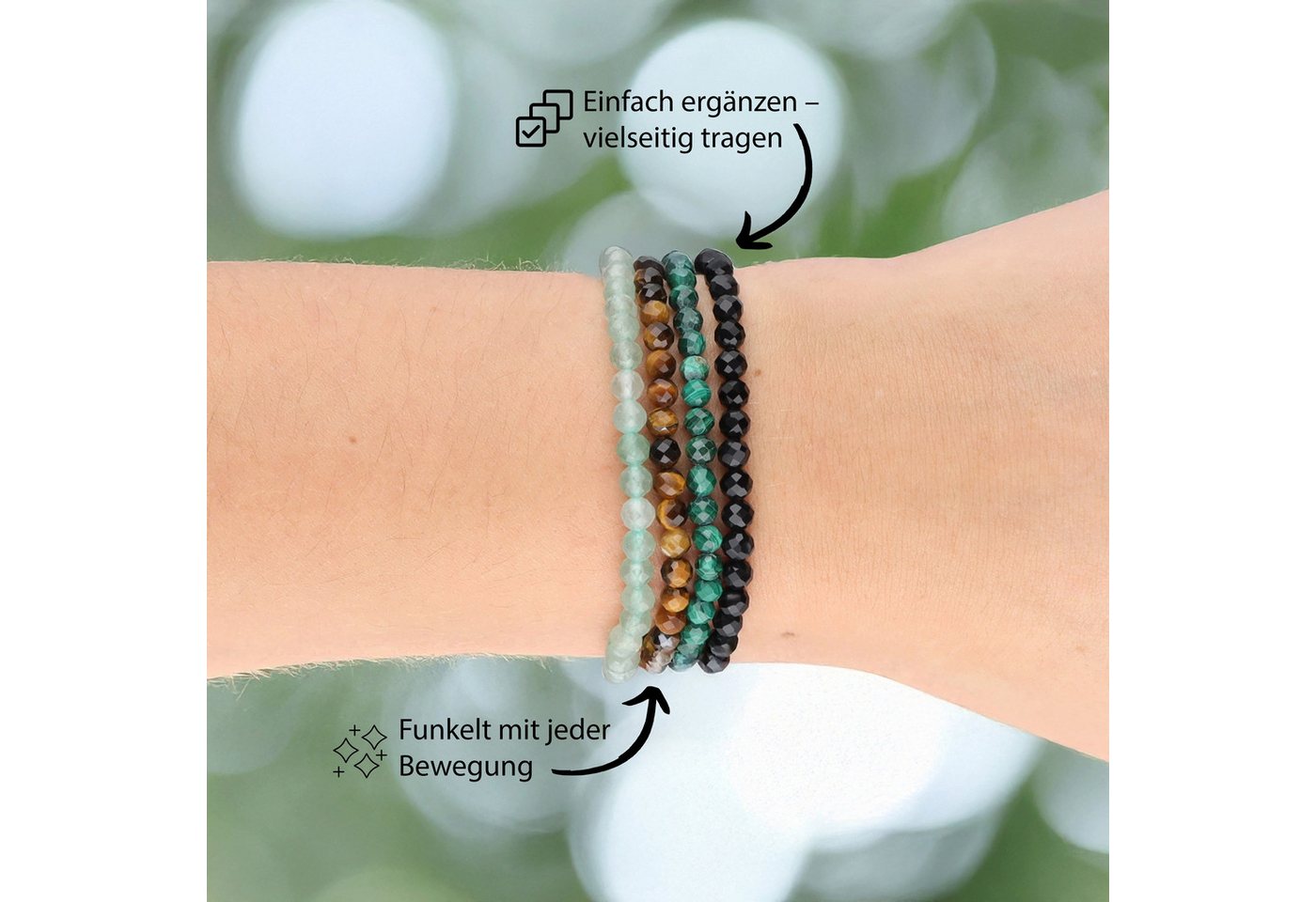 Lebensquelle Plus Armband Onyx, facettiertes Armband, 4 mm – Bild 3 von 3